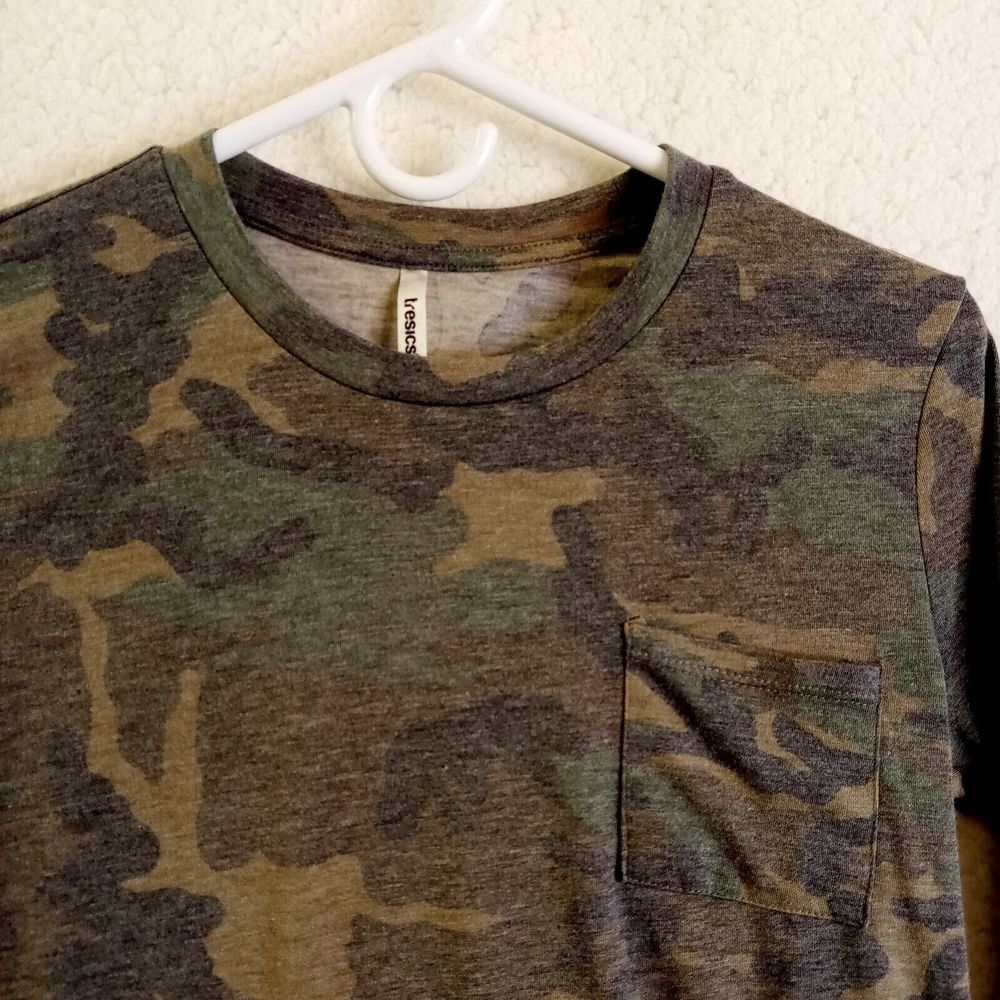 Tresics Shirt Camo Long Sleeve T-shirt Cropped Womens‎ Small Green - Picture 2 of 10